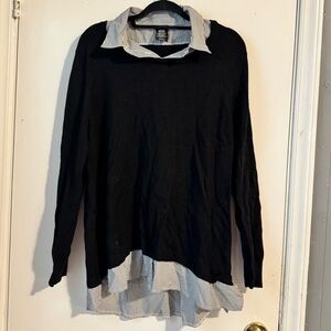 George Black and White Layered Sweater Cardigan